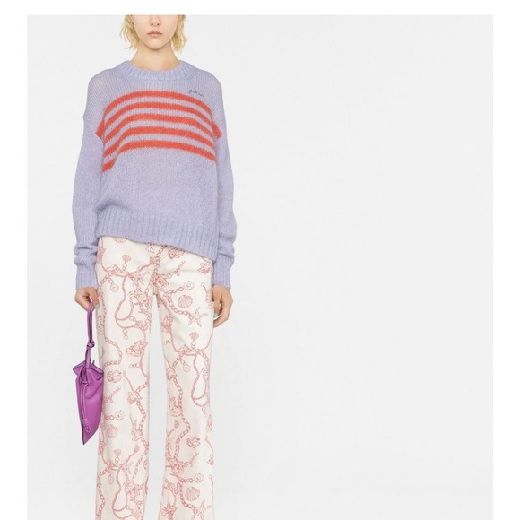 GANNI crew-neck striped long-sleeve jumper XS - Picture 3 of 6